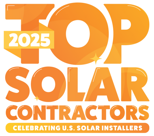 Promotional graphic for 'Top Solar Contractors 2025' celebrating U.S. solar installers.