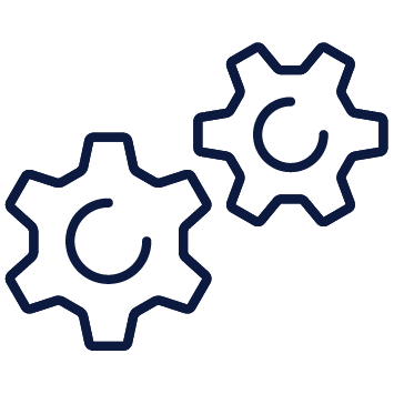 Two gear icons on a white background